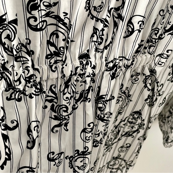 Liz Claiborne Alpine Romance Cotton Long Sleeve Blouse Black White Paisl… - Picture 4 of 7